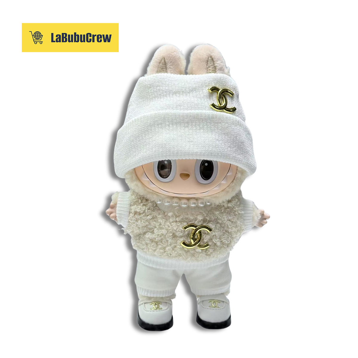 LabubuCrew Labubu Clothes – Handmade 5-Piece Outfit Set | Parisian Elegance Edition（Clothes Only）