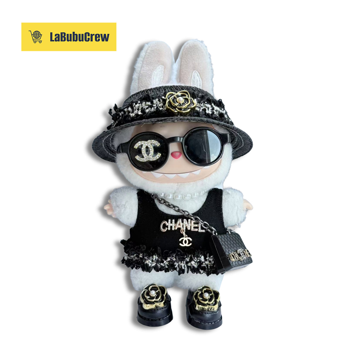 LabubuCrew Labubu Clothes – Handmade 5-Piece Outfit Set | Parisian Elegance Edition（Clothes Only）